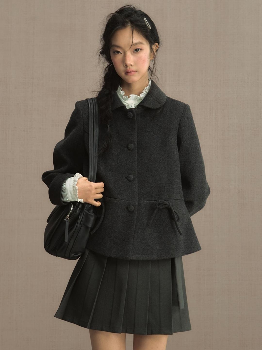 LOLOL Bow Pocket Wool Blend Jacket