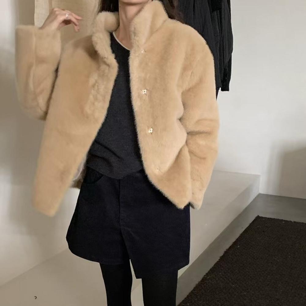 베르가못 하이넥 밍크 인조퍼 퍼자켓 보들보들 겨울자켓