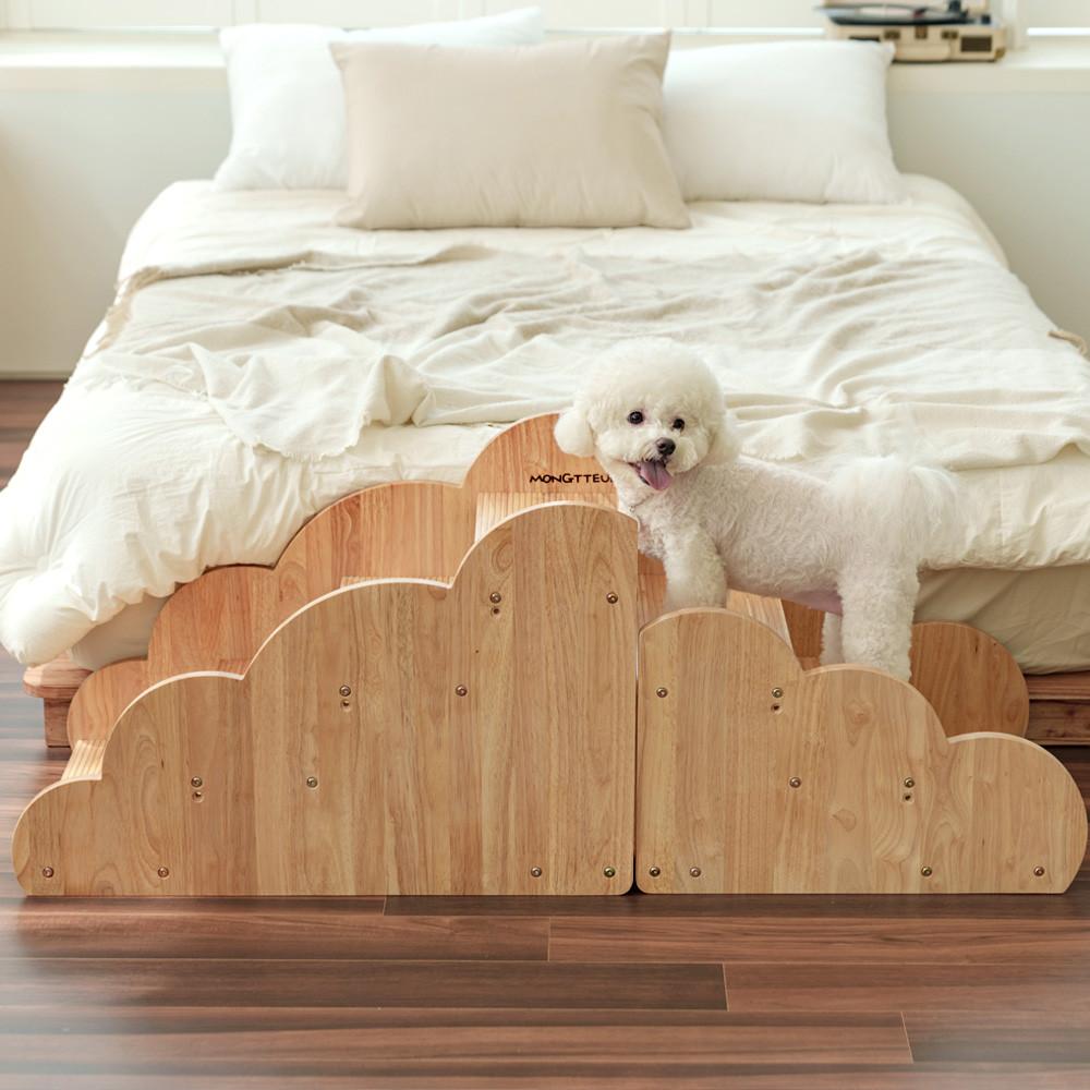 몽뜨리 원목 강아지계단 침대 애견 계단 용품 고양이 스크래쳐 강아지 소파 원목 발판 펫 스텝 논슬립 슬라이드 각도조절