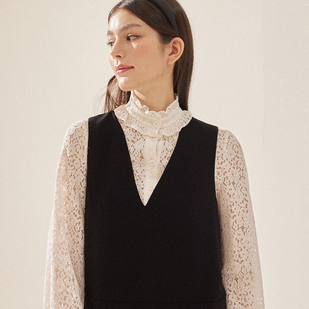 [DEBB]Neck-Ruffle Lace Blouse_IV