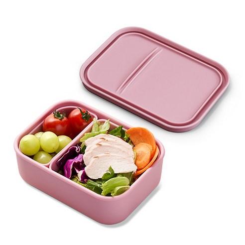 마미스테이블 실리콘 도시락통 새참 2구, 베이비핑크, 1개 - 일반도시락 | 쿠팡