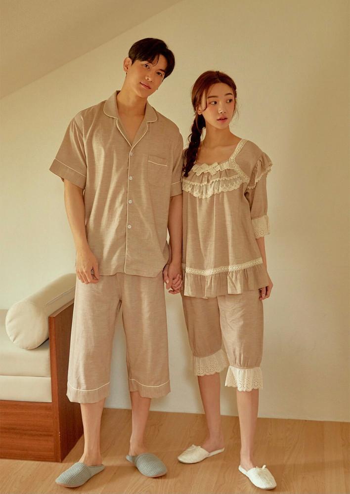 [백화점,국산고퀄]선염면100 신혼부부커플잠옷 사계절용 부모님잠옷 결혼선물