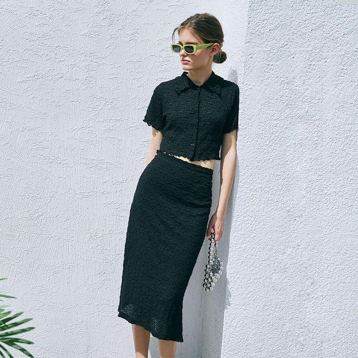 Bubble Blouse Set-Up, Black