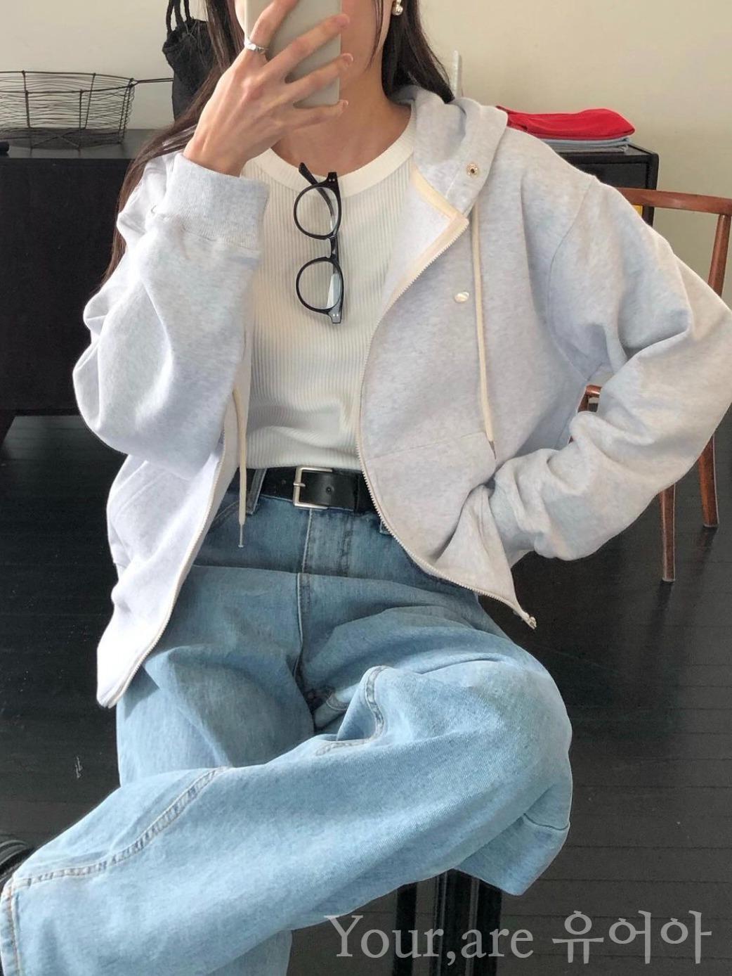 디엠버 모네 버튼 쭈리 후드 집업 티셔츠 (3colors)