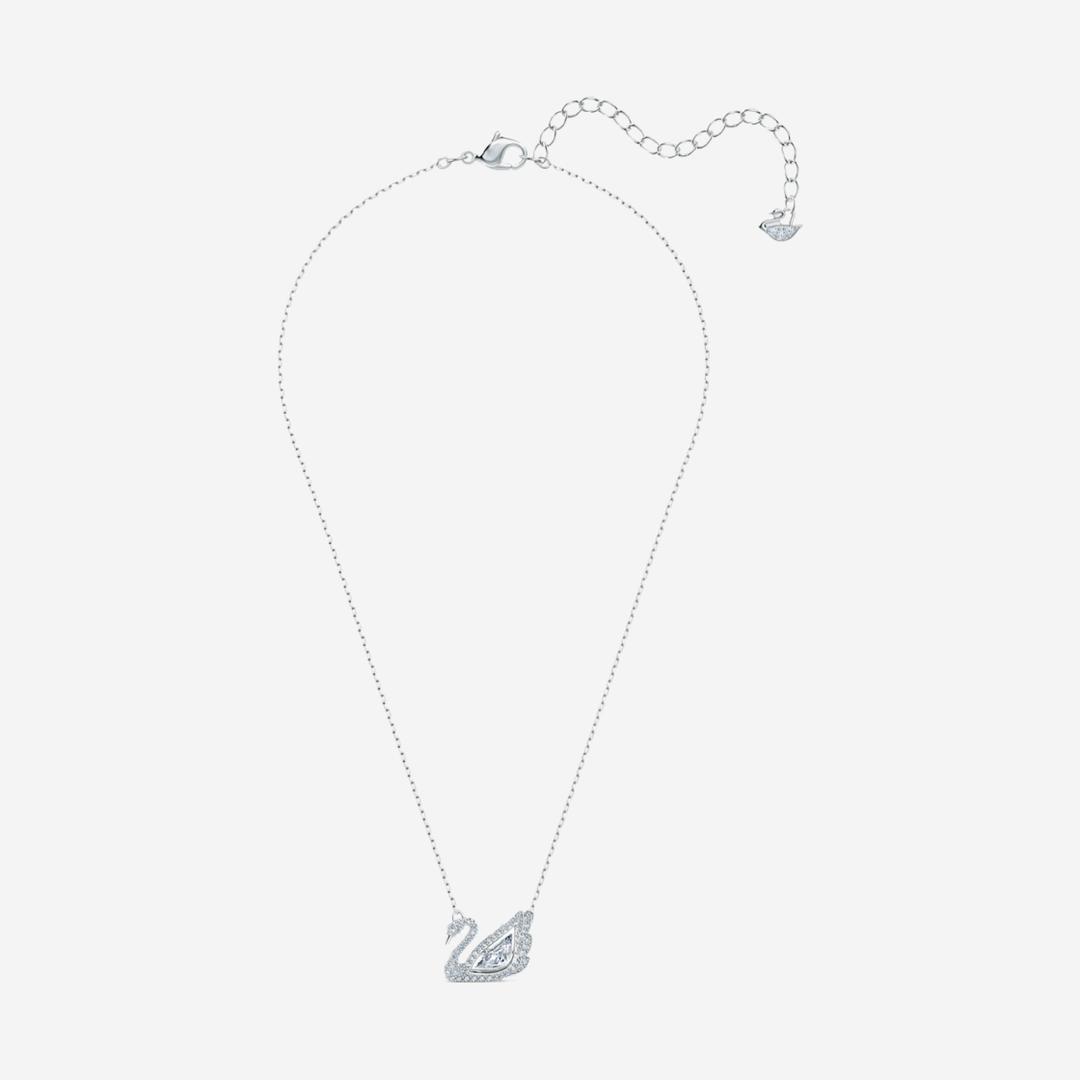 (W) Swarovski Dancing Swan Necklace White Rhodium Plated
