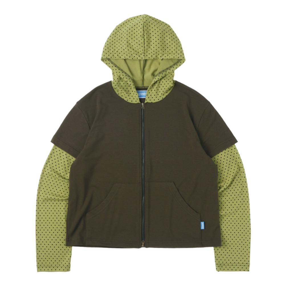 P.D. Layered Zip Hoodie - Green
