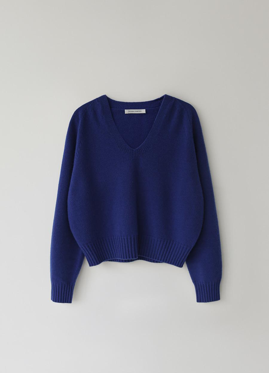 Erin wool v-neck pullover (Royal blue)