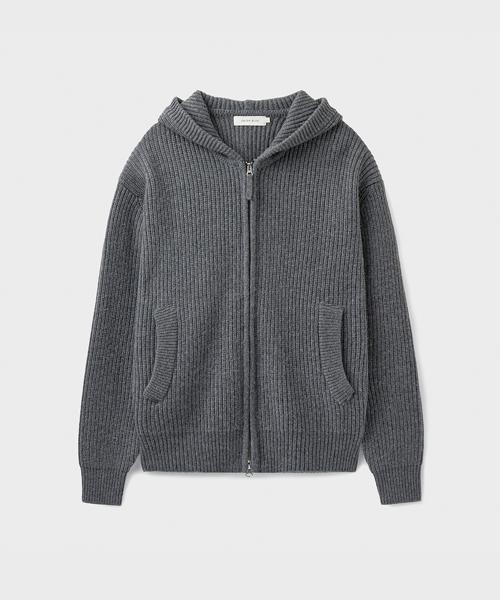 DENSE RIB HOODIE JACKET [DARK GRAY]