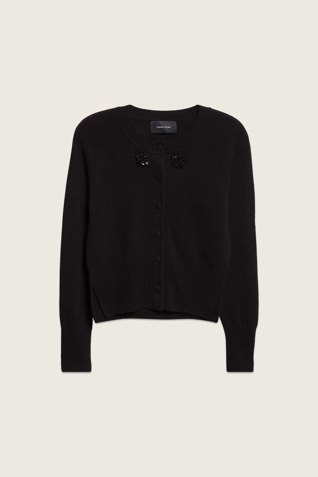 Embellished Cashmere Cardigan - Black/Jet / XS