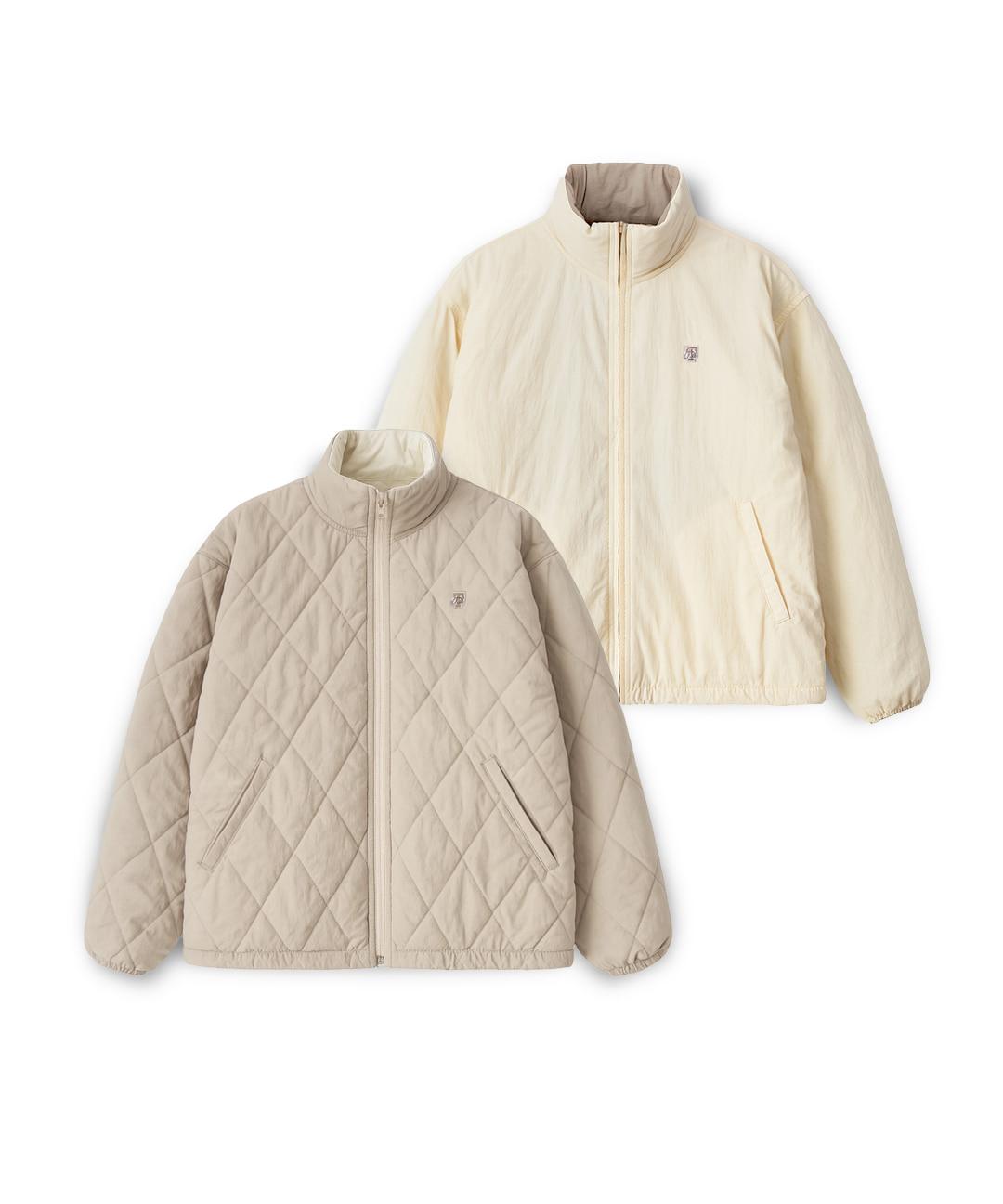 이글루 패딩 리버시블 점퍼 - 샌드베이지/크림