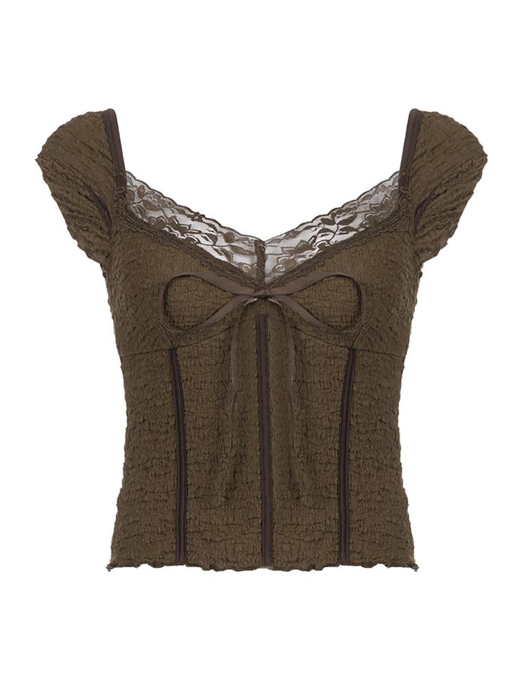 brown lace top [브라운 레이스 탑]