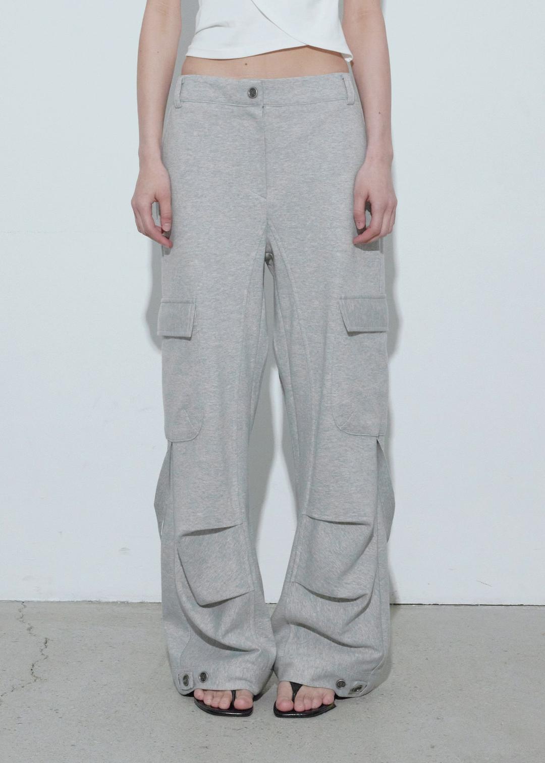 STRAP CARGO SWEATPANTS, MELANGE GRAY