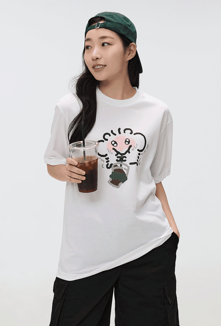 [커햄] 커햄이라면 할수있다 반팔 티셔츠(WHITE)_SPRLF37U12