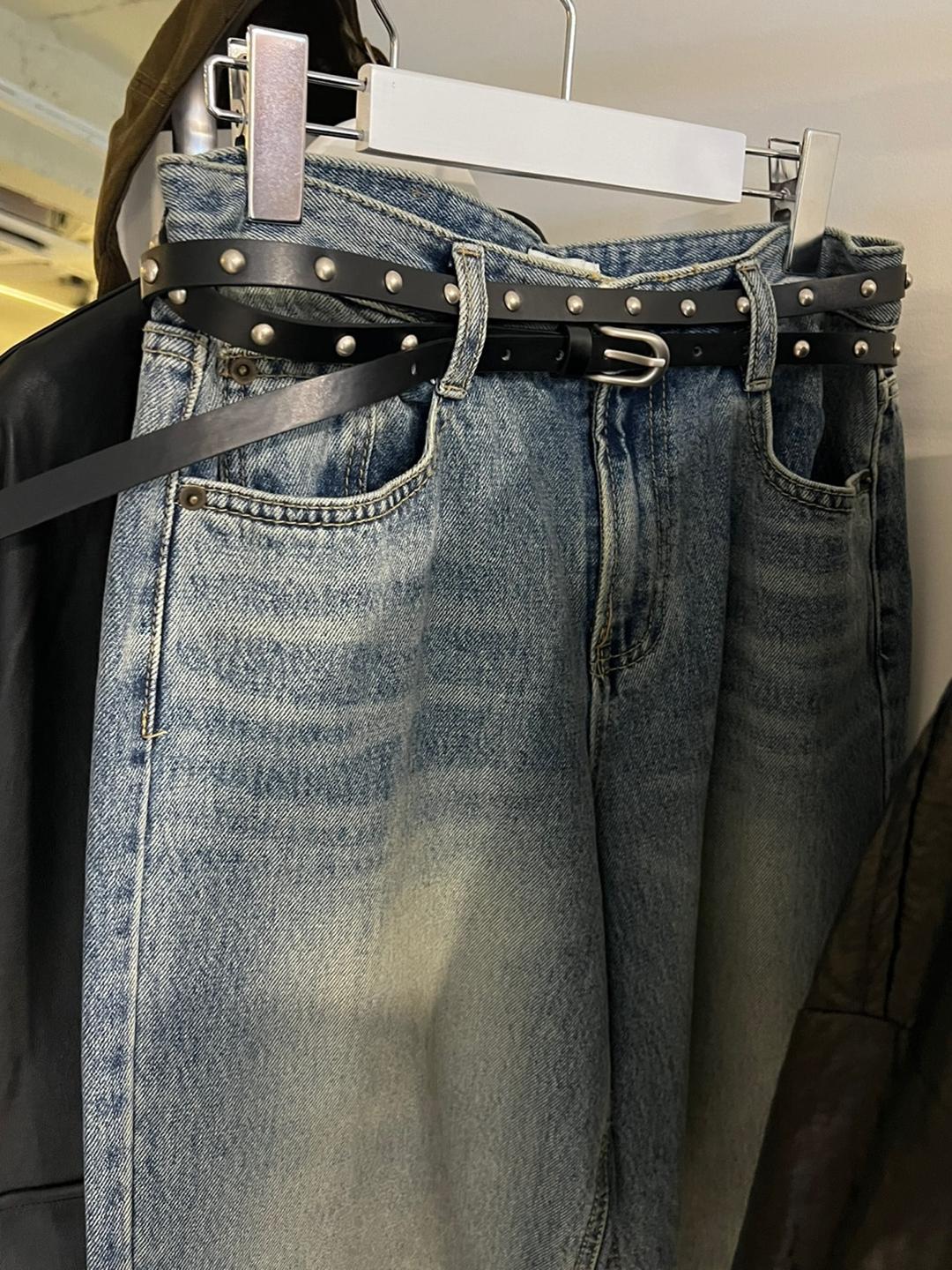 스터드 두줄 롱 벨트