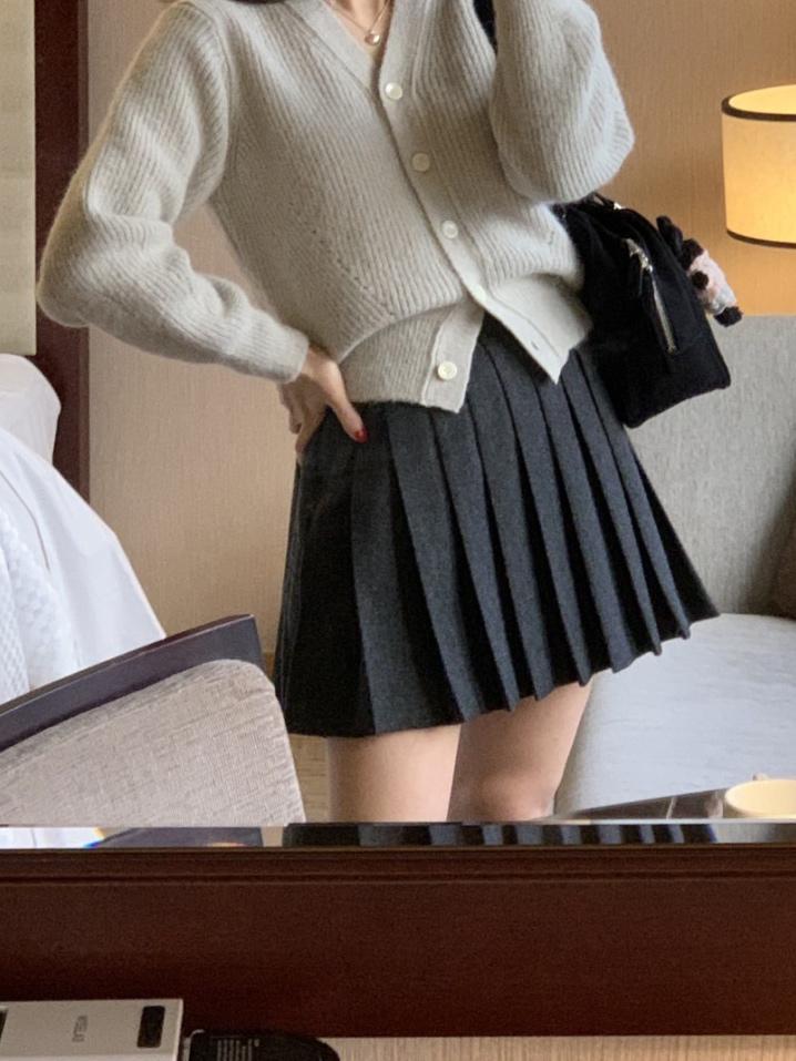 겨울 울 플리츠 주름 미니 스커트(2color)