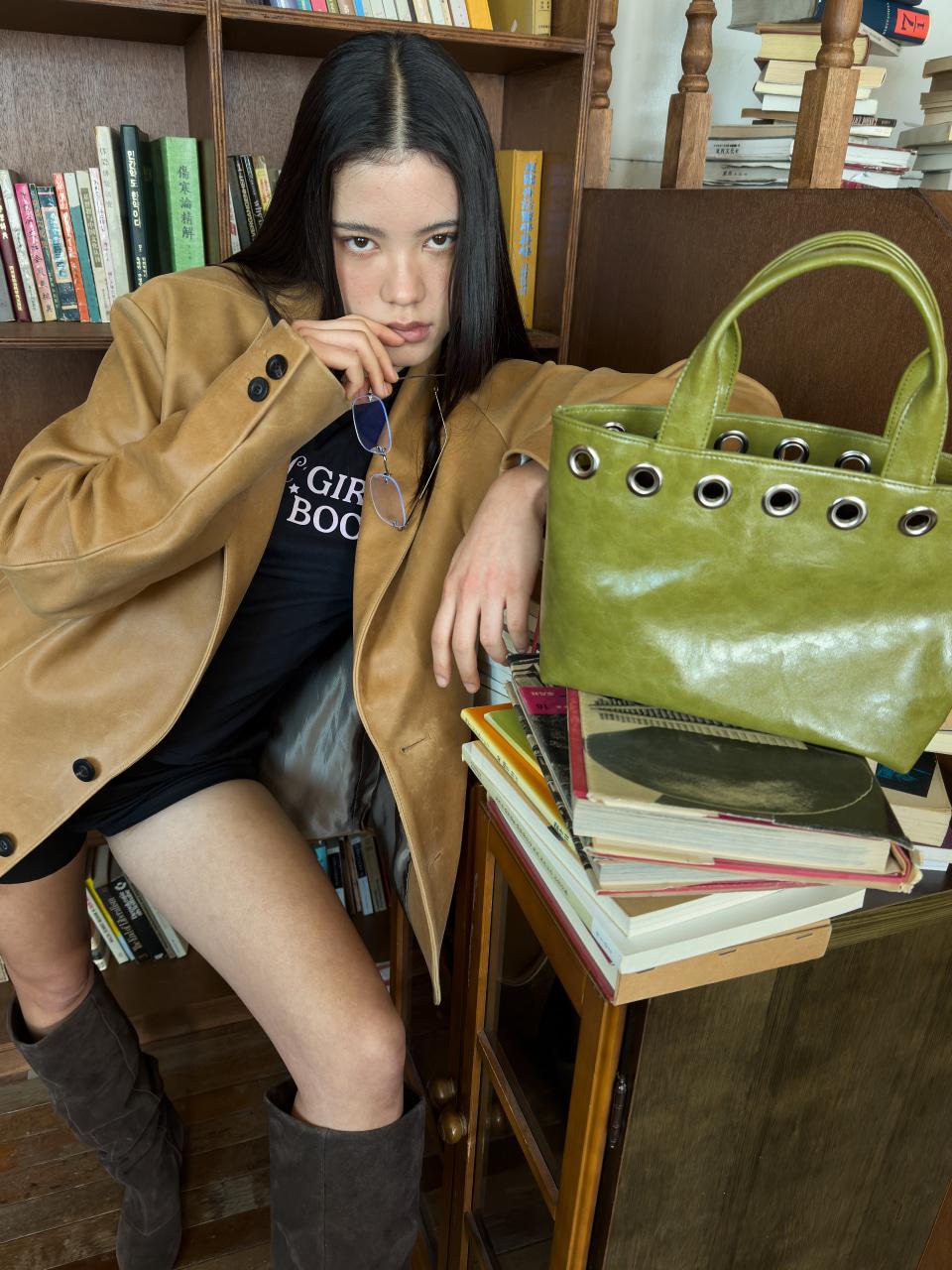Sunday Tote Bag (eyelet wide)(olive)