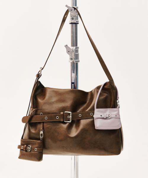 [SET] 버클 호보 숄더 크로스백 _ 브라운