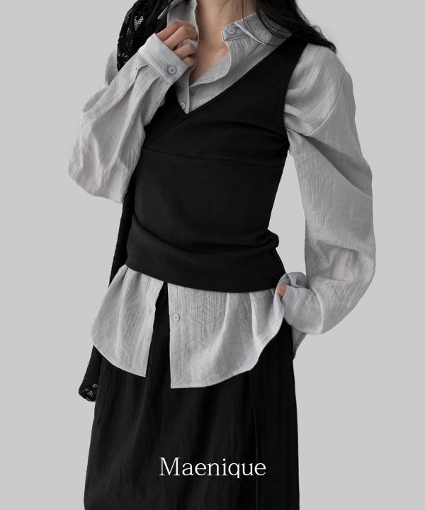 매니크 [🌿봄신상/1만장판매/MNQ] 티어넌 레이어드 브이넥 나시