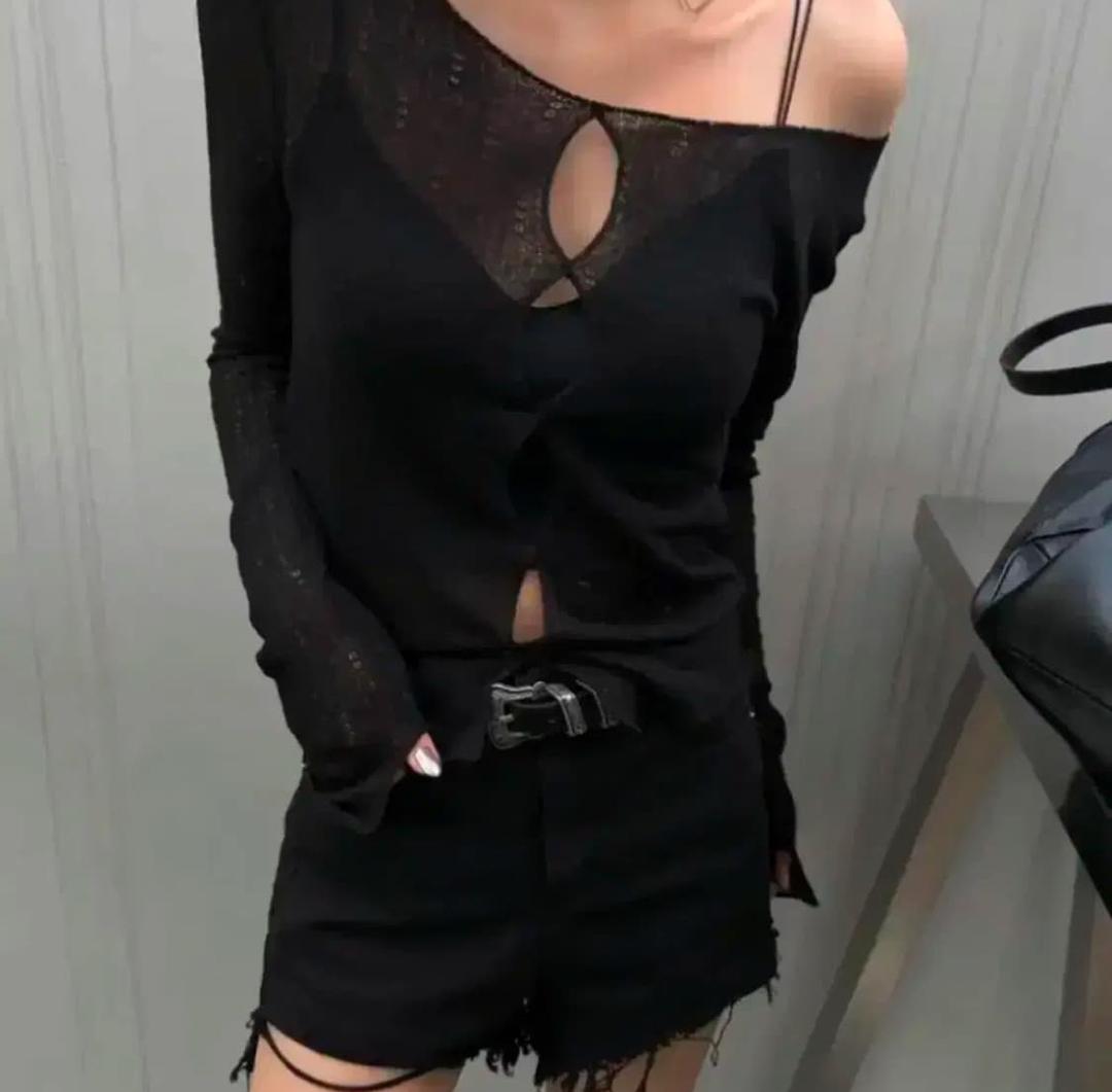 이네기 롱슬리브 홀 니트 블랙 | 후루츠패밀리