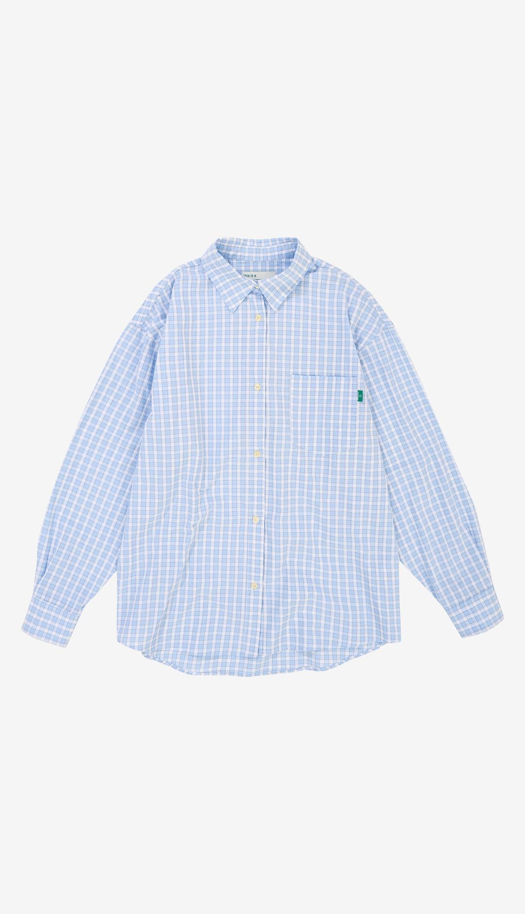 232. Gingham Check Shirt _ Skyblue
