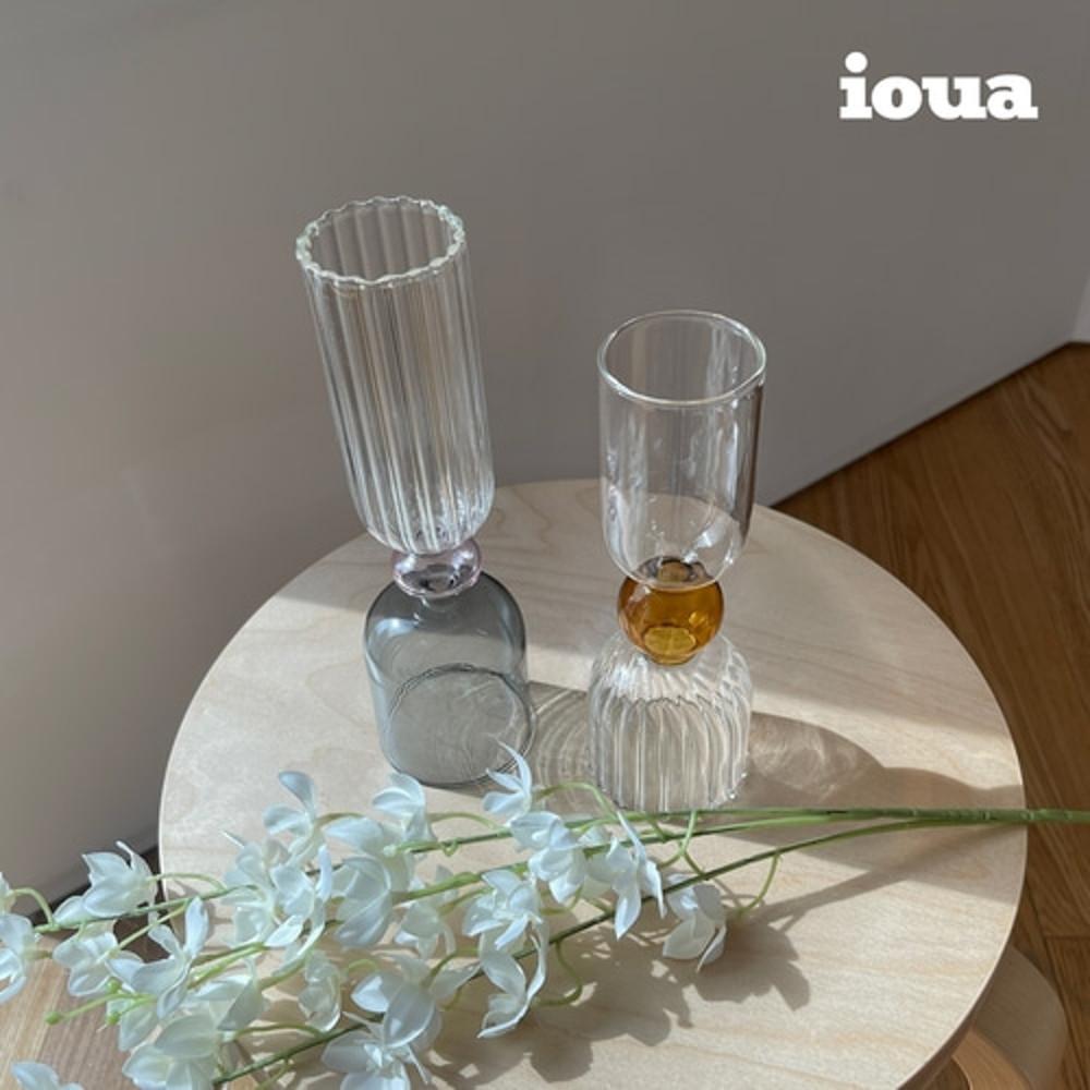 이케바나화병 컬러 포인트 유리 꽃병 빈티지오브제 중형 2종