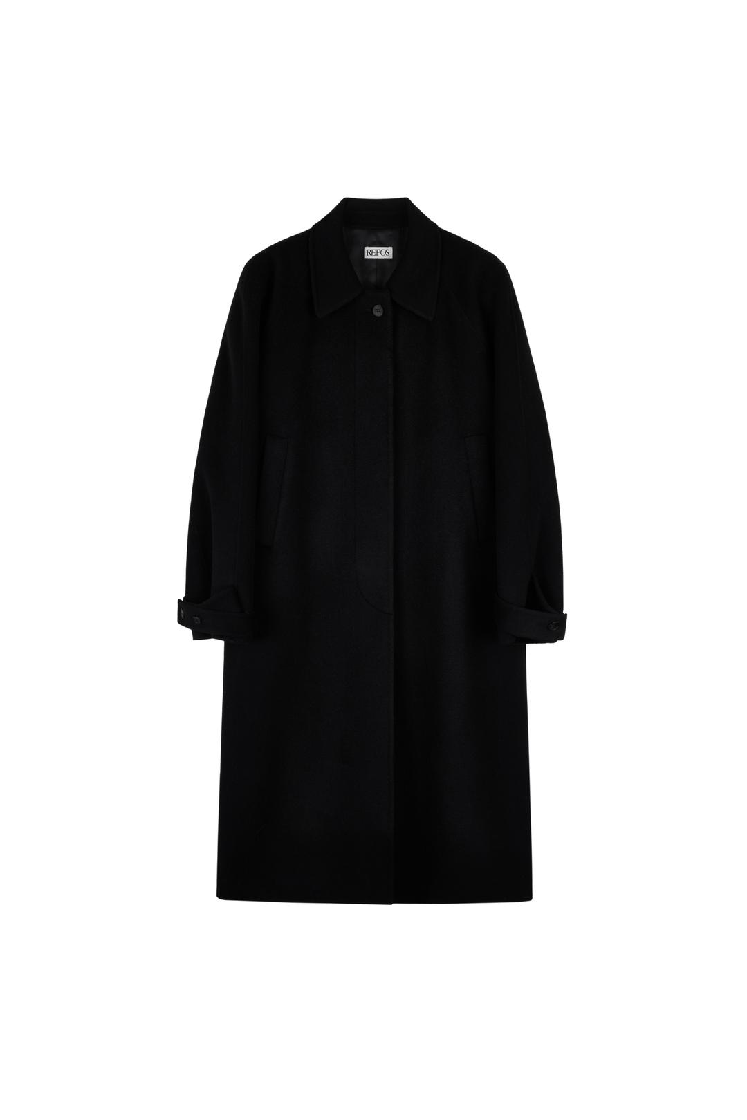 WOOL RAGLAN HANDMADE COAT (BLACK)