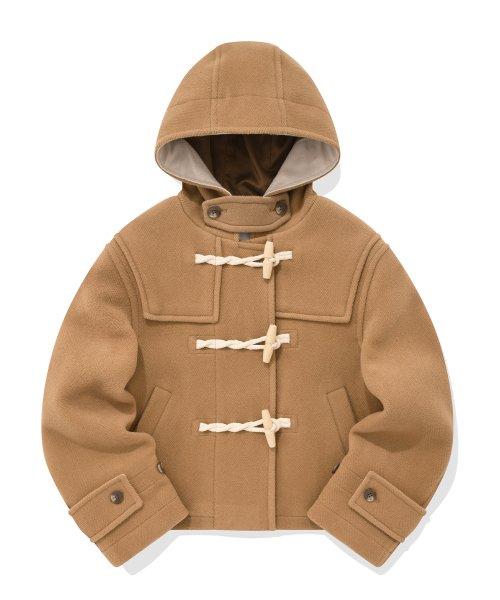 우먼 숏 더플 코트 베이지