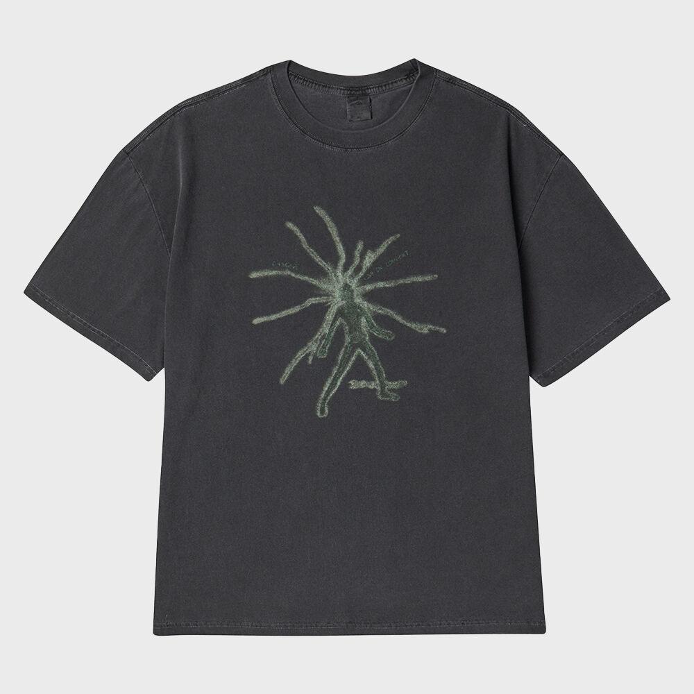 쇼크 스켈레톤 피그먼트 오버핏 반팔티 블랙 차콜