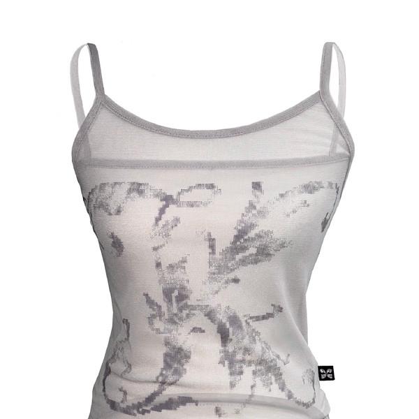 LEAF K MESH SLEEVELESS IN ASH BEIGE