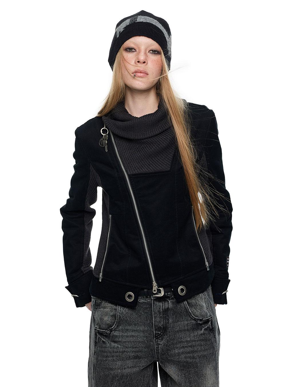 Crossfade Knit Collar Jacket