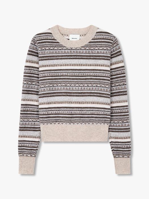 패턴드 캐시미어 니트 풀오버 (Dana Cashmere Crew Sweater)_라이트 브라운 RF14308035