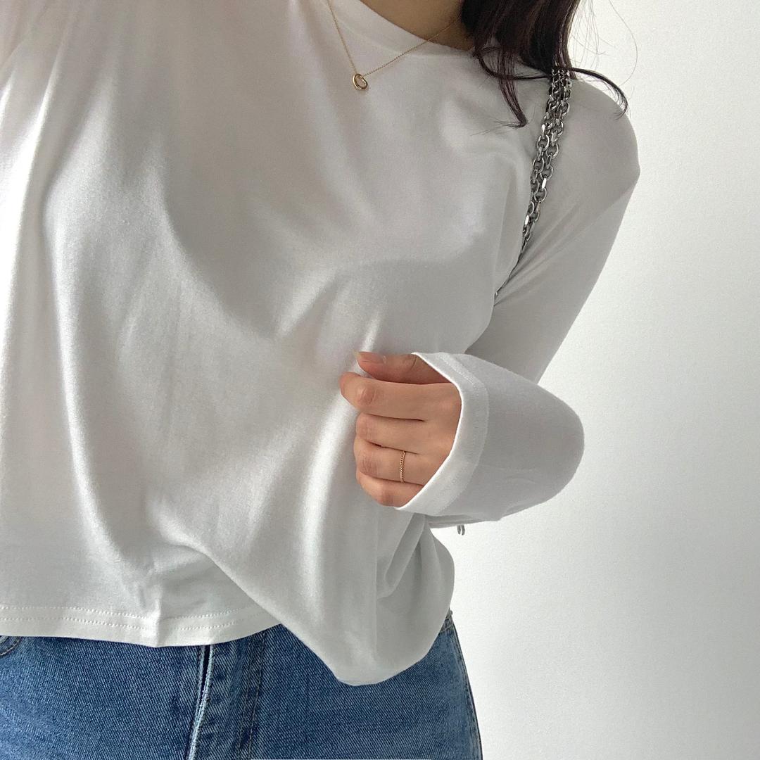 [무료배송]데일 루즈핏 크롭 긴팔 기본티 세미슬림핏 세미크롭 티셔츠 운동복 요가 필라테스 헬스 여름 기본티