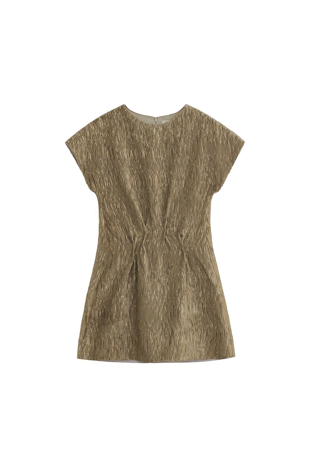 SALTY PEBBLE satin pleats mini dress | 후루츠패밀리