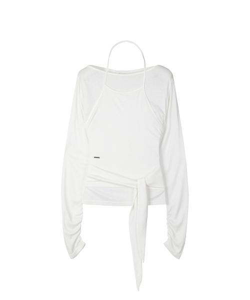 W.(SET)Tie Detail Layered Set Top [WHITE]_SEWTS025WHITE