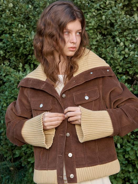 Knited high neck jacket (brown)