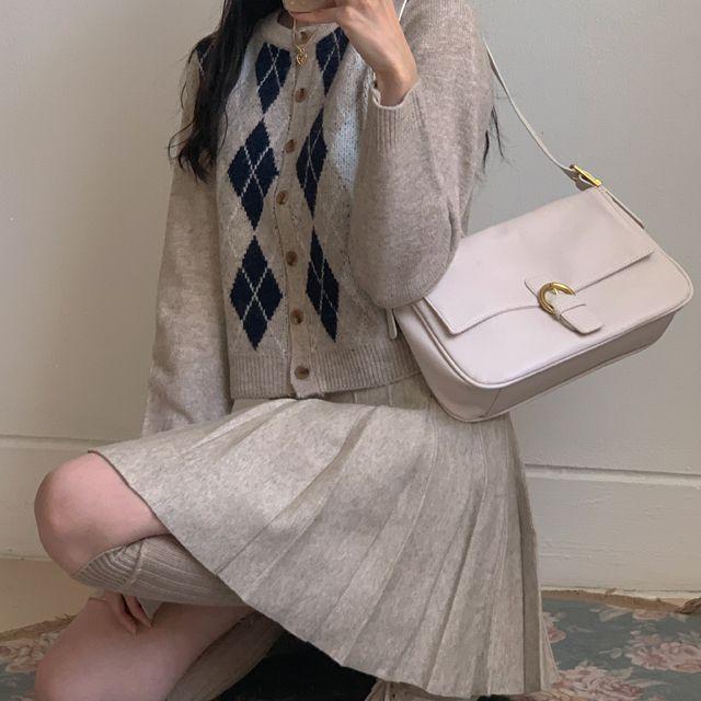 ANIKA PLEATS KNIT BANDING SKIRT(BEIGE, GREY, BLACK 3COLORS!)