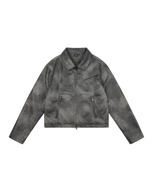 Salt Washed Leather Jacket (Black)