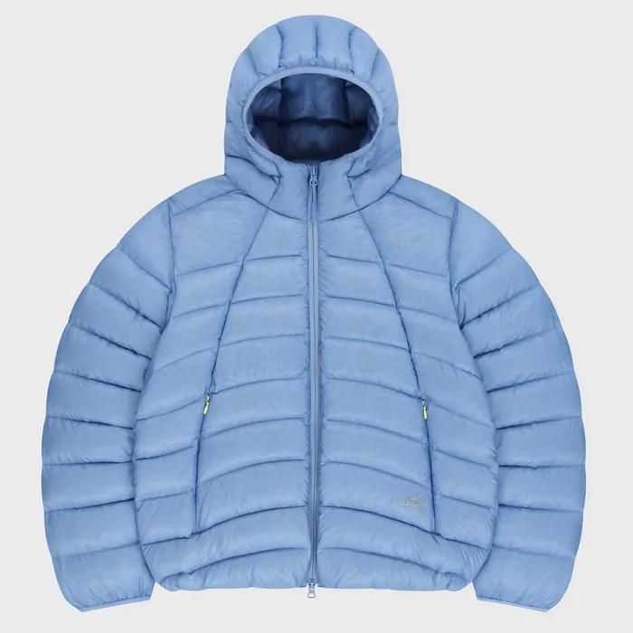 Hooded Fly Light Down Jacket Light Blue