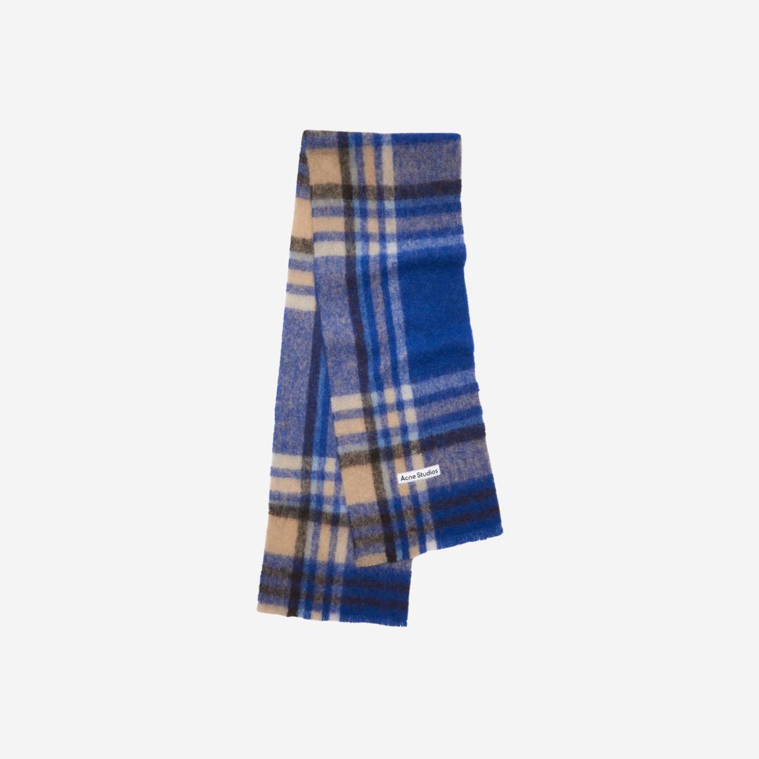 Acne Studios Checked Scarf Electric Blue Beige