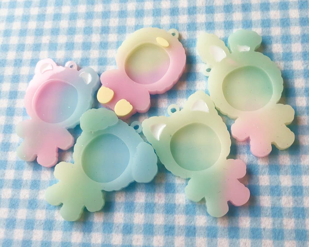 복슬이 키링 몰드 5 types - Fluffy animals key pendant mold 레진 수제 몰드