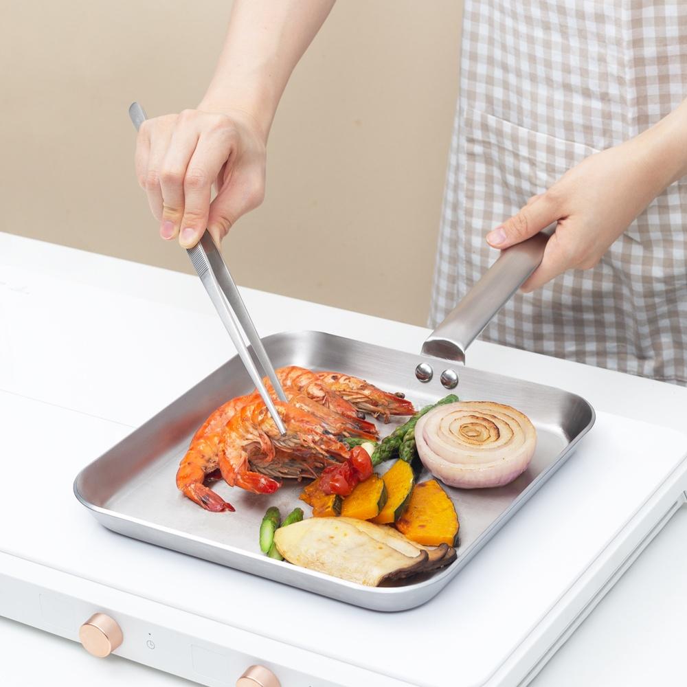 벨라쿠진 25cm 통3중 스텐 그리들 사각 프라이팬