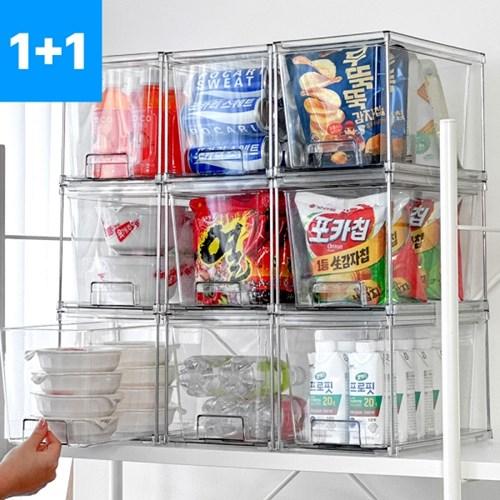[1+1] 적층식 실버 프레임 팬트리 정리함 주방수납