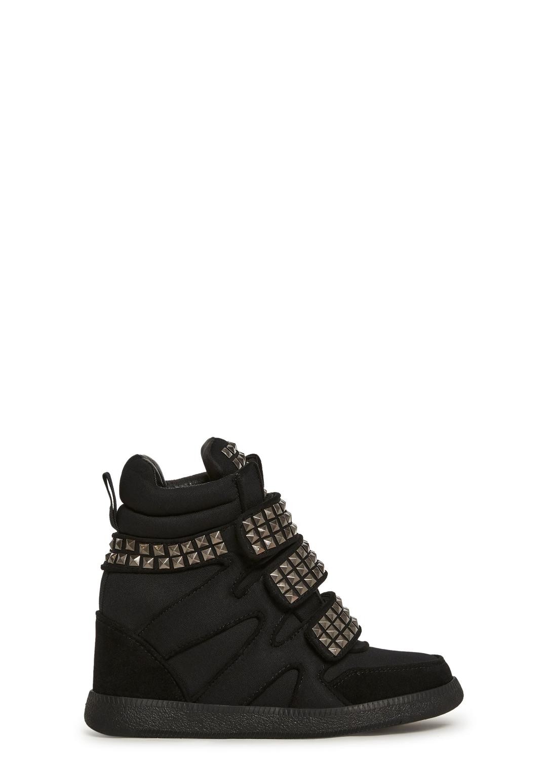 Ambient Wedge Sneakers With Studs - BLACK / US 5
