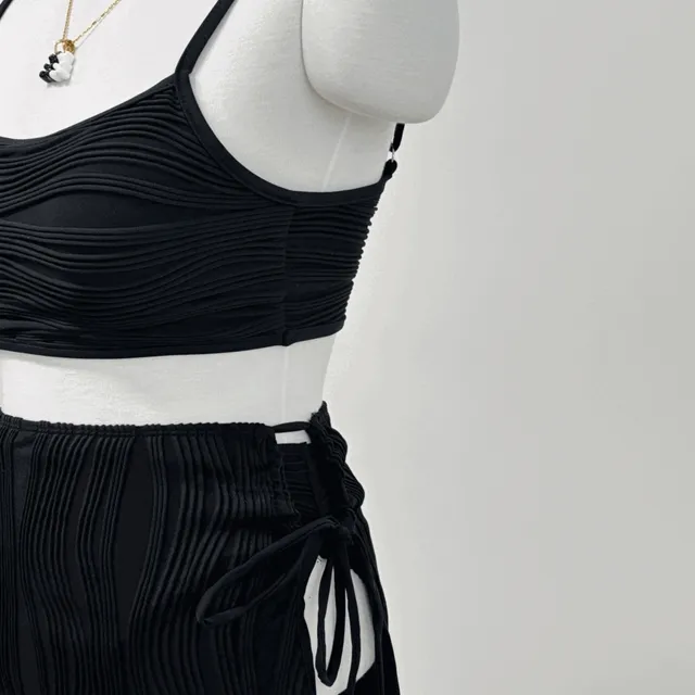 웨이브 브라탑 팬츠 랩스커트 비키니 수영복 비치웨어