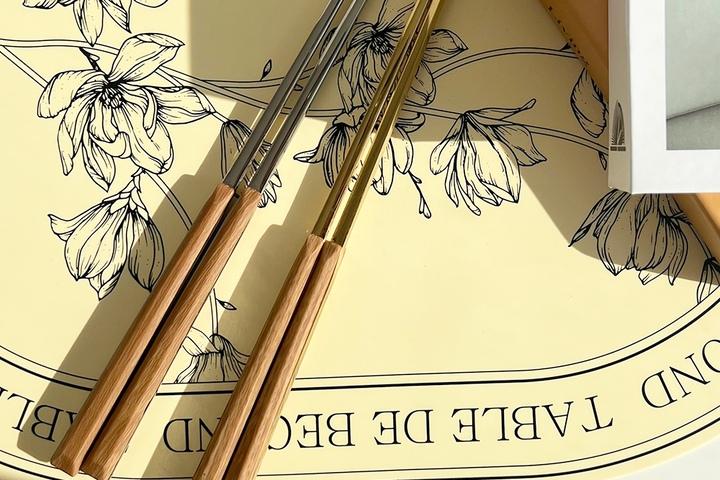 우드 스테인리스 커트러리 젓가락 1P