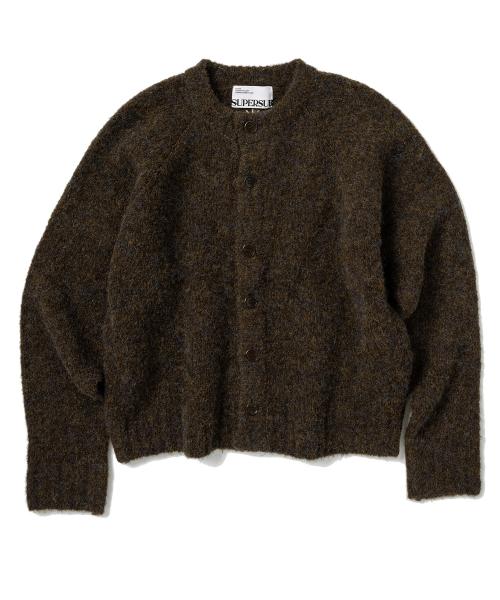 플래쉬 심볼 래글런 크롭 가디건 - 브라운