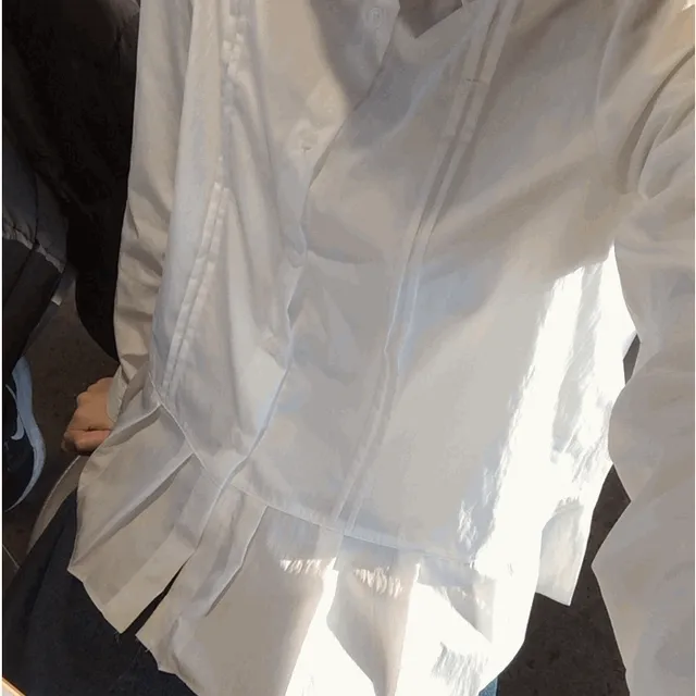 플로우 프릴 핀턱 셔츠
