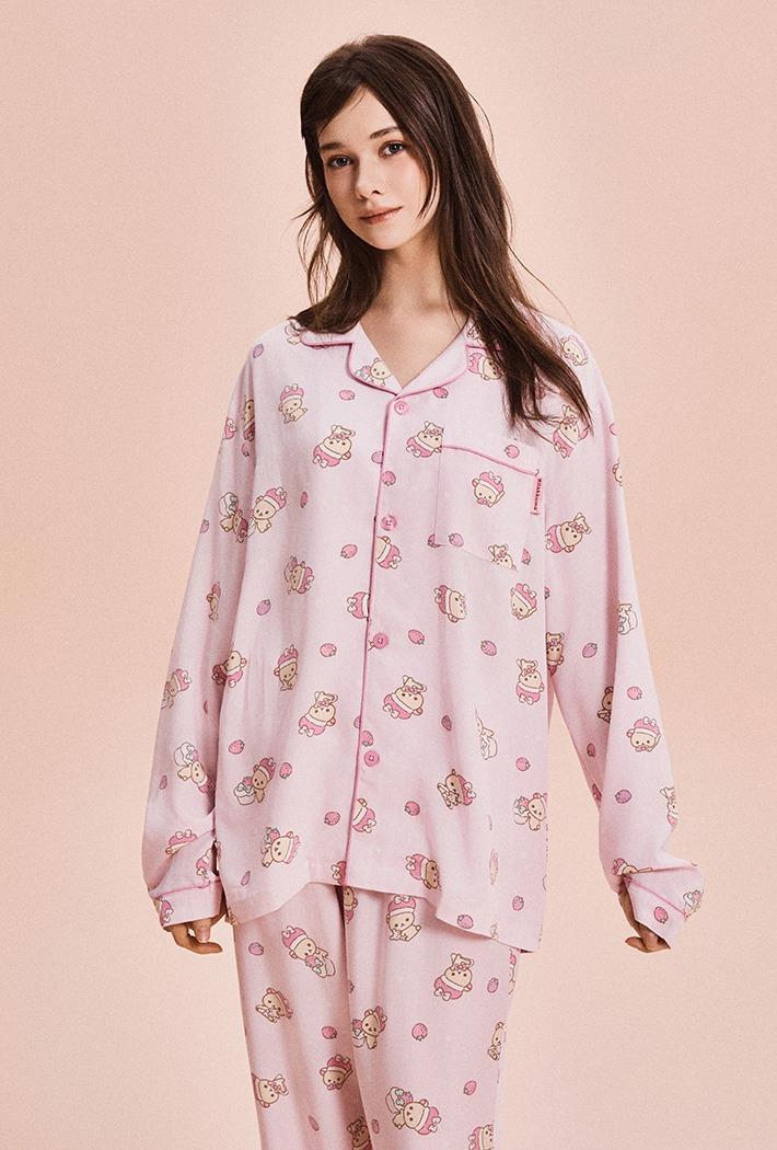 [리락쿠마] 쿠마들의 자유시간 긴팔 파자마(PINK)_SPPPG23U04