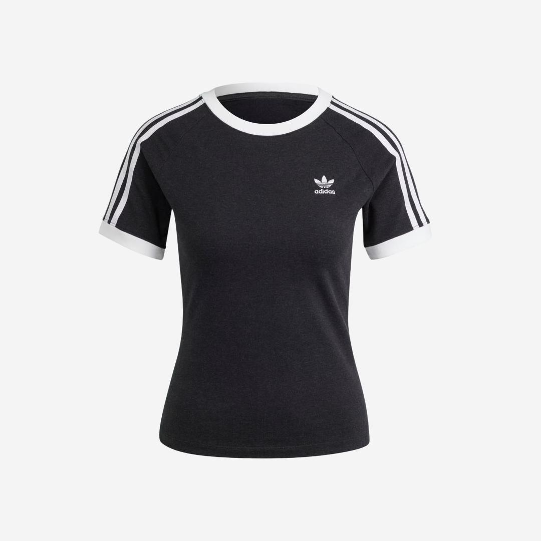 (W) Adidas 3S Slim Reglan T-Shirt Black Melange - KR Sizing
