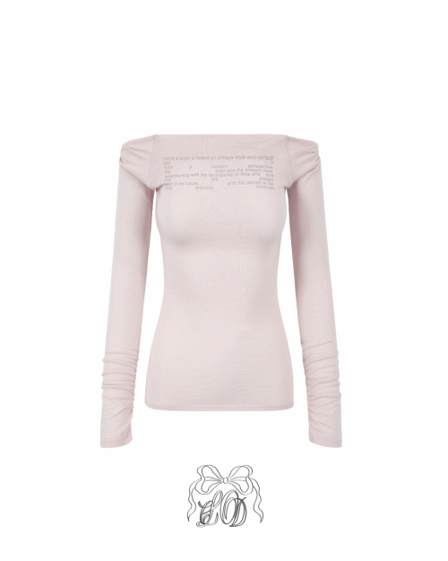 [♡MADE♡] ugly lettering off shirring top